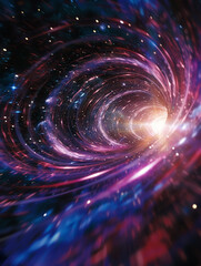 Obraz premium A mesmerizing image of a cosmic vortex, showing vibrant colors and swirling patterns in deep space, representing a wormhole or galaxy.