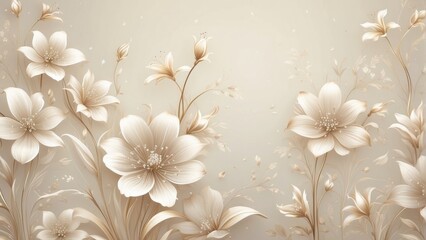 Wallpaper beige flowers