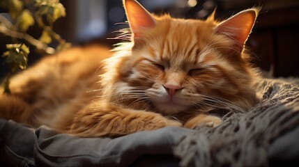 image of a ginger cat sleeping peacefully