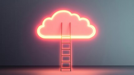 A ladder reaching into a glowing cloud, representing the pursuit of knowledge, minimalist, vector art, warm gradient colors