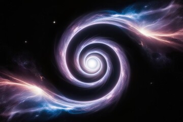 Obraz premium Cosmic Aura and Ethereal Reflection in Mystic Celestial Spirals on Black Background