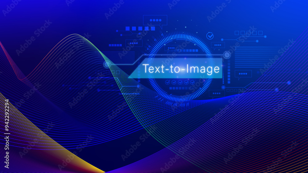 Aufkleber ai tech text to image, virtual graphic with ai, artificial intelligence, using command prompt for ge