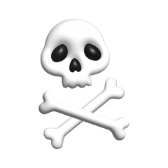 Halloween 3D Bubble Balloon Skull and Bones vector illustration isolated on transparent background. Happy Holiday Png Inflate clipart refraction Y2k plastic Three-dimensional Bone shape