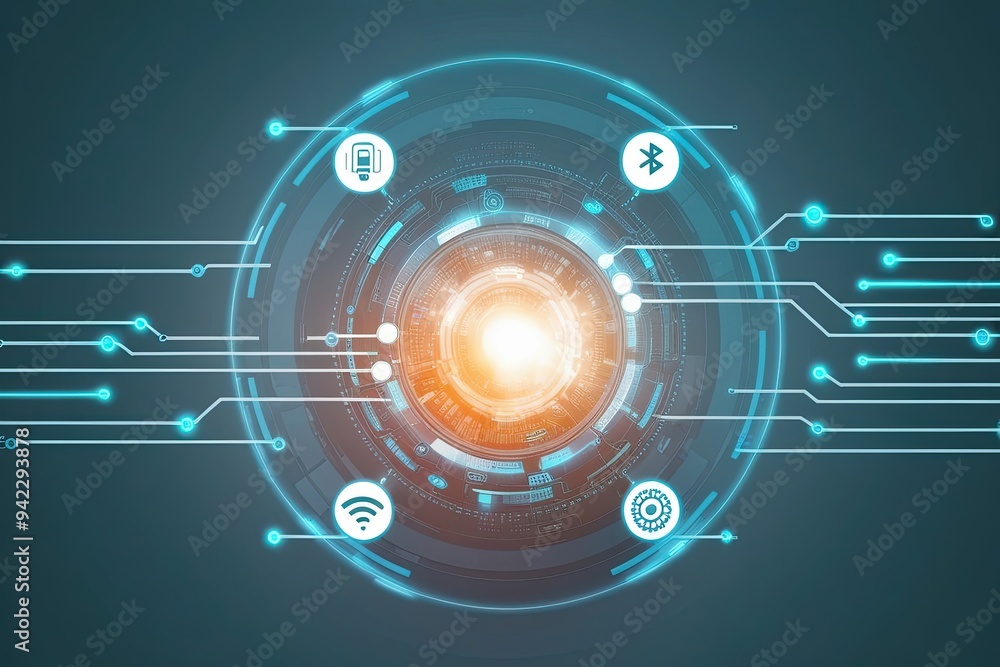 Aufkleber captivating abstract aesthetic of wireless connectivity and data flow in technology and innovation