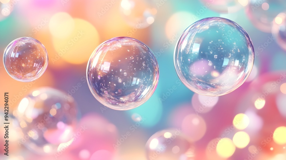 Poster abstract colorful bubbles background with bokeh lights
