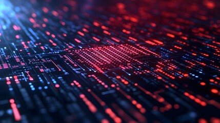 Obraz premium Abstract Digital Circuitry - Red and Blue Lights