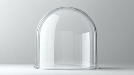 Glossy Glass Dome Display, an elegant 3D vector design featuring a transparent cover ideal for showcasing items, protection displays, exhibition cases, jars, or spherical globes