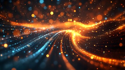 Obraz premium Abstract Gold and Blue Bokeh Lights Background