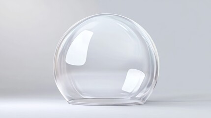 Glossy Glass Dome Design, a transparent protective cover ideal for display cases, jars, or globes, featuring a sleek 3D vector representation and smooth surface finish.