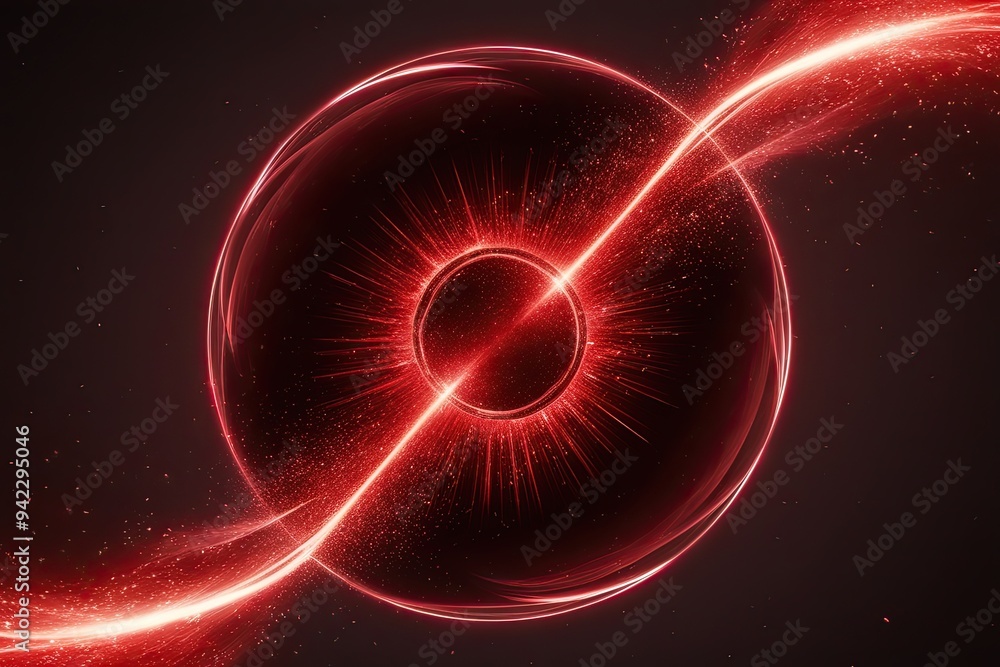 Poster vibrant crimson void with glowing particle light swirl effect on dark background