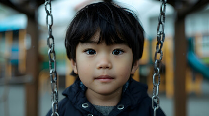 Child Swinging Playground Swingset Child