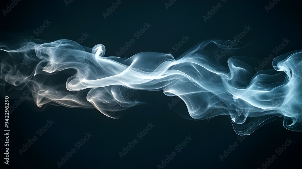 Poster abstract smoke swirls on black background