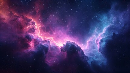 Fototapeta premium Cosmic Nebula, Purple and Blue, Starry Night Sky