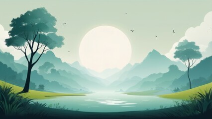 Fototapeta premium landscape with mountains and trees