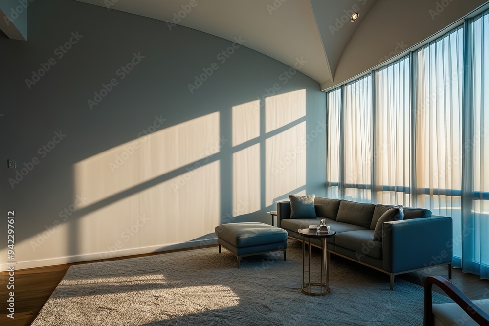 Poster ethereal shadow overlay effect on frosted background with dreamy light and shadows from vaulted ceil