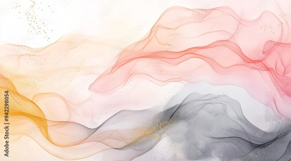 Aufkleber an elegant and visually appealing abstract background that showcases soft watercolor waves in deligh