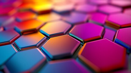 Fototapeta premium Modern Desktop Workspace Covered with Hexagonal Geometric Shapes and Minimalist Design