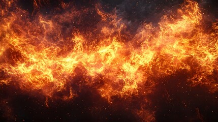 Fiery Abstract Background, Burning Flames, Hot Orange