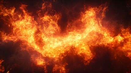 Fiery Abstract Background - Orange Flames on Black