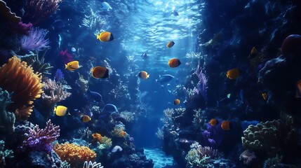 Obraz premium underwater full fish and coral