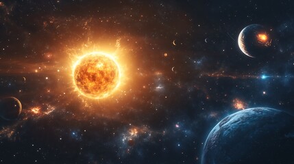 sollar system galaxy with sun