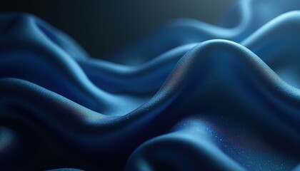 Fototapeta premium Flowing blue fabric in a dynamic, abstract composition