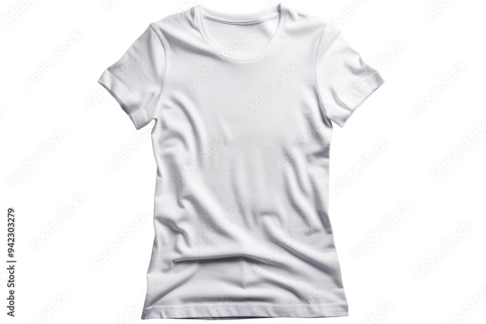 Sticker A simple white t-shirt against a plain white background, perfect for showcasing fashion designs or graphic illustrations