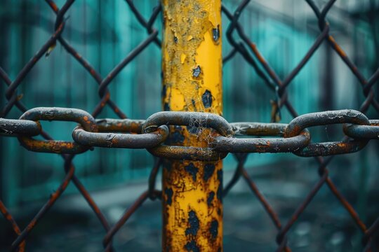 A close-up view of a chain link fence with sharp details