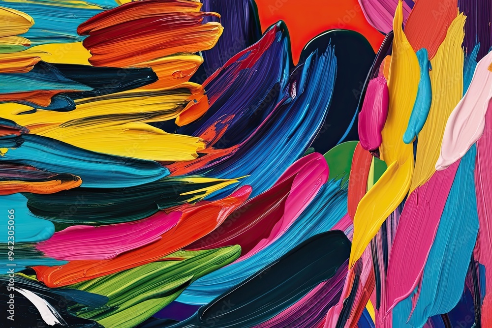 Poster dynamic alternative pop art background featuring vibrant and diverse brush strokes