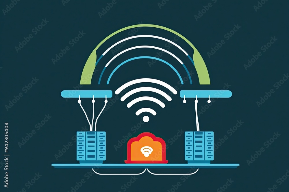 Poster creative modern wifi system representation with connection graphics