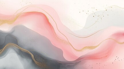 Fototapeta premium This beautifully elegant abstract background showcases soft and flowing watercolor waves that merge in gentle pastel colors, making it perfect for minimalistic designs and numerous creative projects