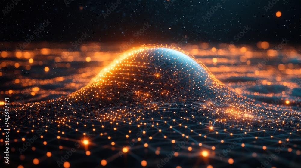 Poster Abstract Network Connection with Glowing Lights