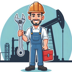 Postcard, happy Oilman's Day, without text. Greeting card, happy Oil and Gas Industry Day.