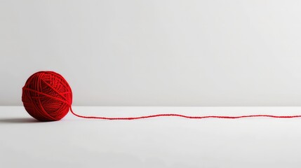 A single ball of orange yarn with a long tail on a white background.