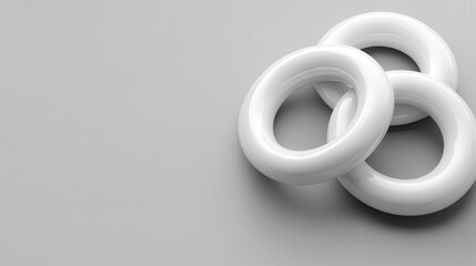 Abstract White Rings on Gray Background