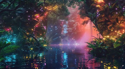 Enchanted Forest with Glowing Lights