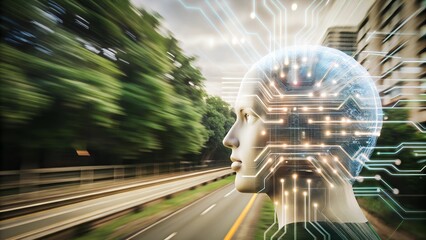 Artificial intelligence, neural network. Connected dots. 