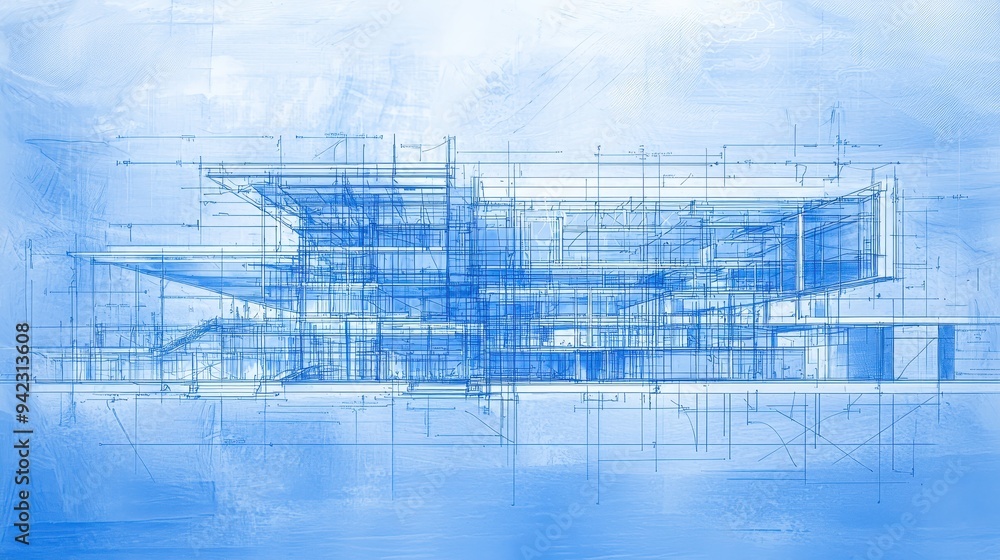 Poster blueprint abstract building architecture design construction concept