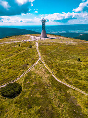 Snieznik mountain in Poland Czech Republic border - view from a drone