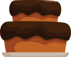 Two tier chocolate cake with dripping icing sitting on a plate