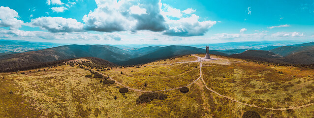 Snieznik mountain in Poland Czech Republic border - view from a drone