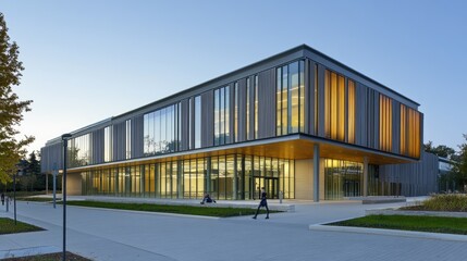 Obraz premium Modern university building with glass walls