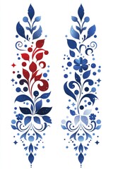 Fototapeta premium Watercolor Floral Design with Red and Blue Accents