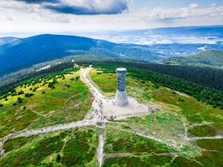 Snieznik mountain in Poland Czech Republic border - view from a drone