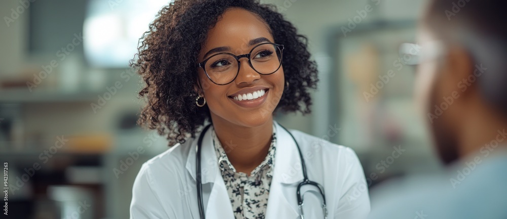 Wall mural smiling doctor with stethoscope