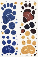 Fototapeta premium Abstract Paw Prints with Stars