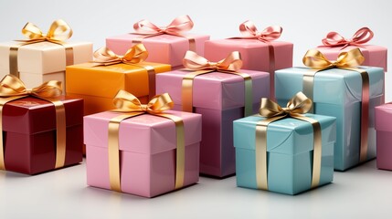 Сolored gift boxes isolated on a transparent background.