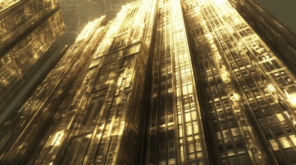 Golden Skyscraper Architecture Abstract Background