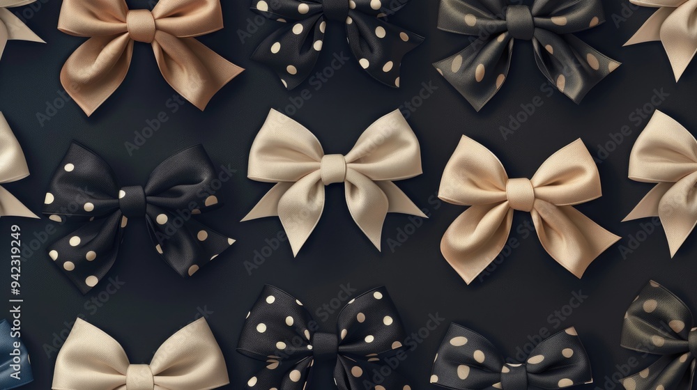 Poster a collection of colorful bows arranged on a dark background
