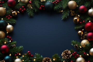 Festive Christmas New Year border. Xmas background and frame composition. Christmas banner and web poster